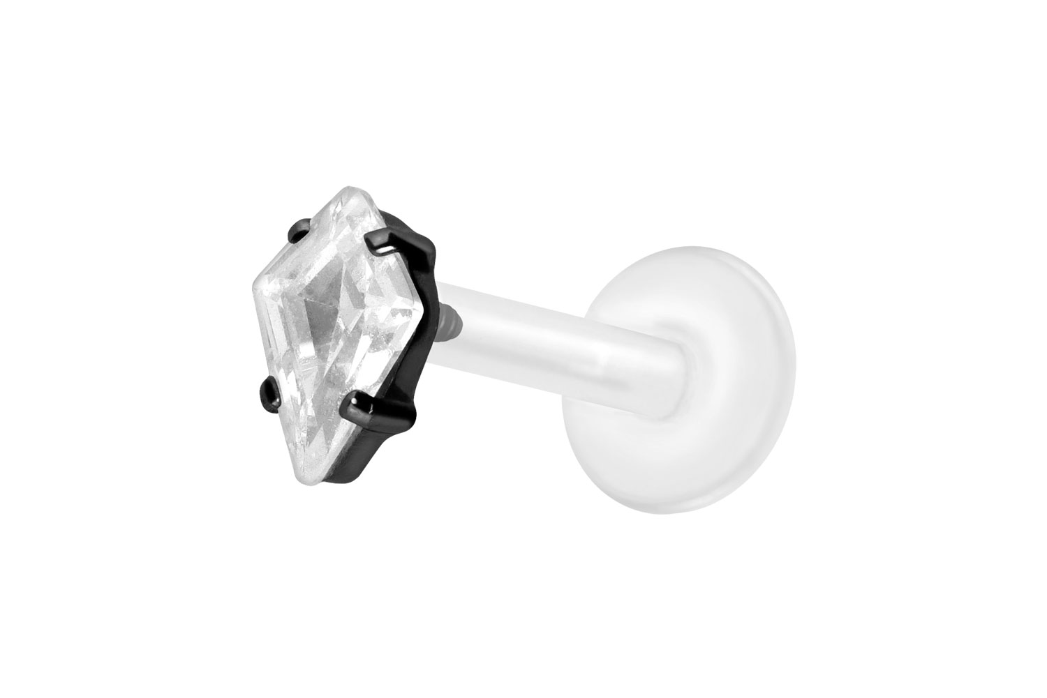 PTFE Labret Piercing mit Innengewinde + Titan-Aufsatz KRISTALLRAUTE